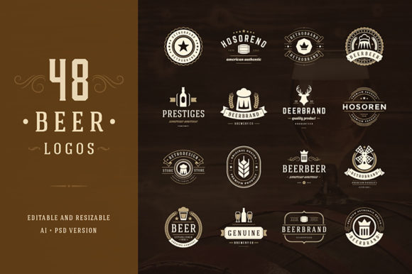 Download 45 Beer Logotypes and Badges - Type Collection